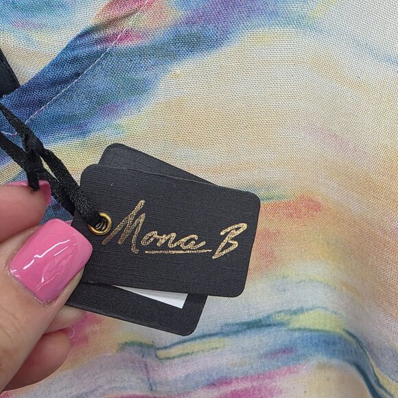 Mona B Womens Watercolor Swimsuit Coverup One Size Sheer Beach Vacation NWT - Picture 8 of 13